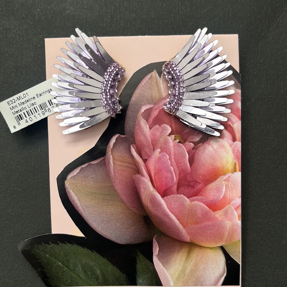 NWT Mignonne Gavigan Mini Madeline Earrings Metallic Lilac